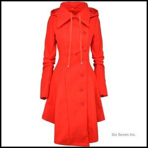 Wool Blend Trench Pea Coat Goth Victorian Style Long Hooded Winter Outerwear